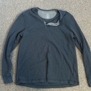 Men's Black Long Sleeve Henley Shirt